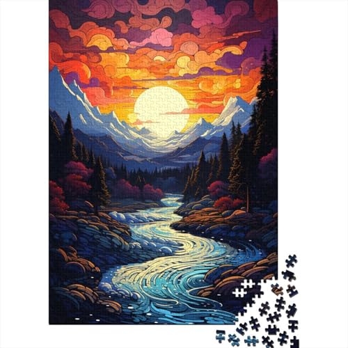 Puzzle 500 Teile, Bunter Psychedelischer Fluss, Holzpuzzle, kreatives Holzpuzzle, Lernspielzeug, Spiel für Kinder, Geschenke, 500 Teile (52 x 38 cm) von aaaaab