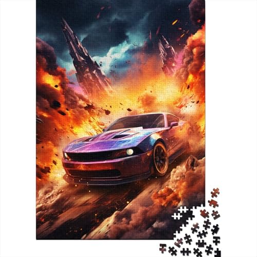 Puzzle 500 Teile, farbenfrohes psychedelisches Sportauto-Puzzle, Puzzle für Erwachsene und Jugendliche, quadratisches Holzpuzzle, Lernspiele, Spielzeug, 500 Teile (52 x 38 cm) von aaaaab