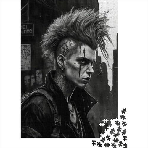 Puzzle 500 Teile Street Punk Holzpuzzle Puzzle Holz Kreatives Puzzle Teenager Puzzle Lernspielzeug Spiel für Erwachsene Geschenke 500 Stück (52x38cm) von aaaaab