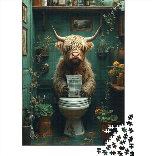 Puzzle 500 Teile für Kinder, quadratisches Puzzle „Highland Cow“ für Kinder, Holzpuzzle, Kinder, 500 Teile (52 x 38 cm) von aaaaab