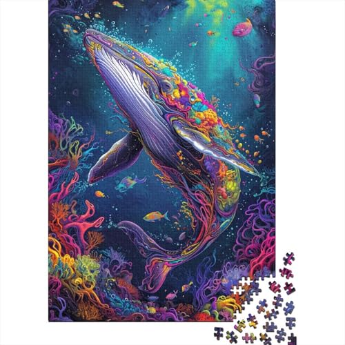 Puzzle 500 Teile für Kinder Bizarres buntes Wal-Puzzle Holzpuzzle Kreative Puzzles Teenager-Puzzles Lernspiele Spielzeug 500 Stück (52 x 38 cm) von aaaaab