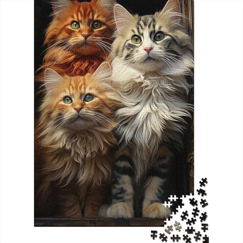 Puzzle 500 Teile für Kinder Kunst Tier Katze Puzzle Holzpuzzle Kreative Puzzles Teenager Puzzles Lernspiele Spielzeug 500 Stück (52x38cm) von aaaaab