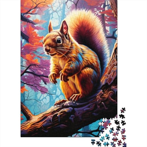 Puzzle-Kunst für Erwachsene, süßes Eichhörnchen-Puzzle, 1000 Teile, Holzpuzzle für Erwachsene und Jugendliche, Heimdekoration, Denkspiel, Wandkunst, einzigartiges Geschenk, 1000 Teile (75 x 50 cm) von aaaaab