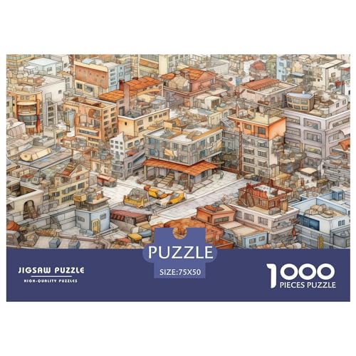 Puzzle für Erwachsene, 1000 Teile, Bustling_City-Puzzle, Puzzle für Erwachsene, Lernpuzzle, 1000 Teile (75 x 50 cm) von aaaaab