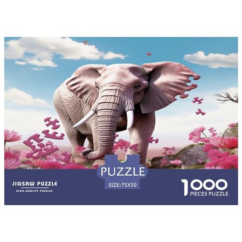 Puzzle für Erwachsene, 1000 Teile, Pink_Elefant, Puzzles für Erwachsene und Teenager, Lernpuzzle, 1000 Teile (75 x 50 cm) von aaaaab