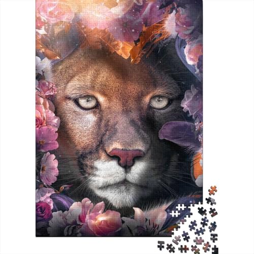 Puzzle für Erwachsene, 1000-teiliges Puzzle für Erwachsene, 1000-teiliges Puzzle, 1000-teiliges Puzzle, Blumen-Puma, 1000-teiliges Puzzlespiel, Geschenk für Erwachsene, Teenager(75 x 50 cm) von aaaaab