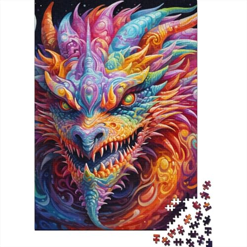 Puzzle für Erwachsene, 1000-teiliges Puzzle für Erwachsene, psychedelische Kunst, Drachen-Puzzles, aus Holz, kreatives Puzzle, für Familienfreunde, Spiel, Puzzle, lustiges Spielzeug,1000 Stück von aaaaab