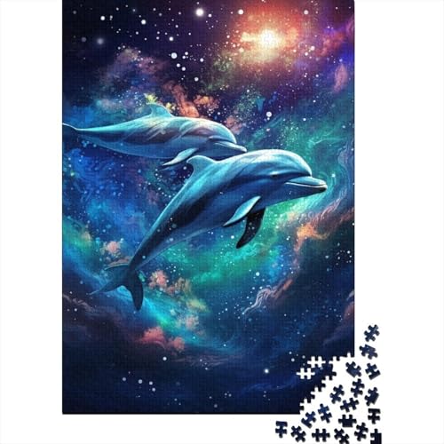 Puzzle für Erwachsene, 1000-teiliges Puzzle für Teenager, Galaxie-Delfin-Puzzle, anspruchsvolle Spiele für die ganze Familie, Unterhaltungsspielzeug, Geschenke, 1000 Stück (75 x 50 cm) von aaaaab