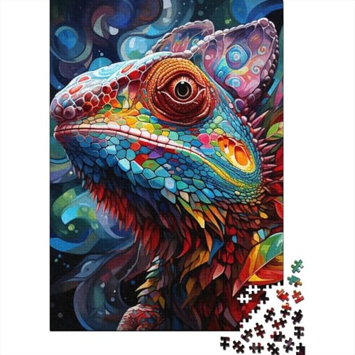 Puzzle für Erwachsene, 1000-teiliges Puzzle für Teenager, Kunst-Chamäleon-Puzzle, anspruchsvolle Spiele für die Familie, Unterhaltungsspielzeug, Geschenke, 1000 Stück (75 x 50 cm) von aaaaab