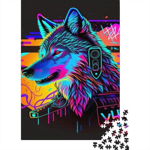 Puzzle für Erwachsene, 1000-teiliges Puzzle für Teenager, Neon Wolf1, Puzzle für die ganze Familie, anspruchsvolle Spiele, Unterhaltungsspielzeug, Geschenke, 1000 Stück (75 x 50 cm) von aaaaab