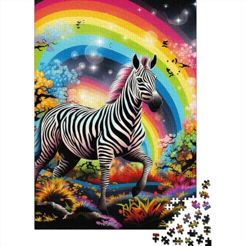 Puzzle für Erwachsene, 300 Teile, Bunte Zebras, Puzzle für Erwachsene und Jugendliche, Holzbrett-Puzzle, Spielzeug, Denkspiel, 300 Teile (40 x 28 cm) von aaaaab