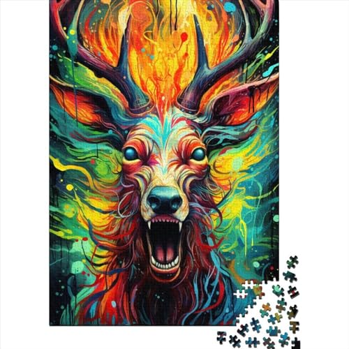 Puzzle für Erwachsene, 300 Teile, Kunst, Tier, Elch, Puzzle für Erwachsene und Jugendliche, Holzbrett-Puzzle, Spielzeug, Denkspiel, 300 Teile (40 x 28 cm) von aaaaab