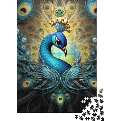 Puzzle für Erwachsene, 300 Teile, Kunst, Tier, Pfau, kreatives quadratisches Puzzle für Erwachsene und Jugendliche, Holzbrett-Puzzle, anspruchsvolles Spiel, 300 Teile (40 x 28 cm) von aaaaab