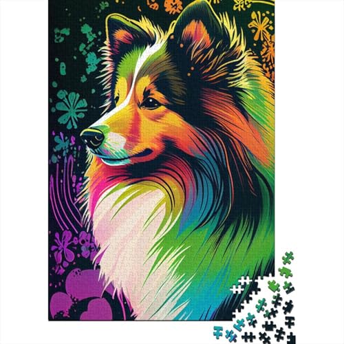 Puzzle für Erwachsene, 300 Teile, Shetland Sheepdog, Farbpuzzle für Erwachsene und Jugendliche, Holzbrettpuzzle, Spielzeug, Denkspiel, 300 Teile (40 x 28 cm) von aaaaab