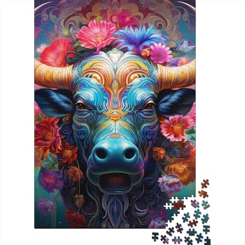 Puzzle für Erwachsene, 300 Teile, Tier-Büffel-Puzzle für Erwachsene und Jugendliche, Holzbrett-Puzzle, Spielzeug, Denkspiel, 300 Teile (40 x 28 cm) von aaaaab