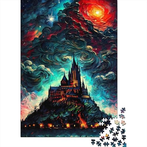 Puzzle für Erwachsene, 300-teiliges Puzzle für Erwachsene, Fantasieschloss bei Nacht, Puzzle aus Holz, kreatives Puzzle, Spiel für Familienfreunde, Puzzle, lustiges Spielzeug, Geschenke (40 x 28 cm) von aaaaab