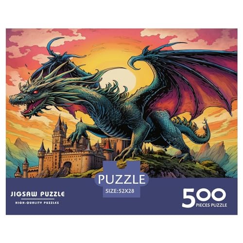 Puzzle für Erwachsene, 500 Teile, Drachenpuzzle für Erwachsene und Teenager, Lernpuzzle, 500 Teile (52 x 38 cm) von aaaaab