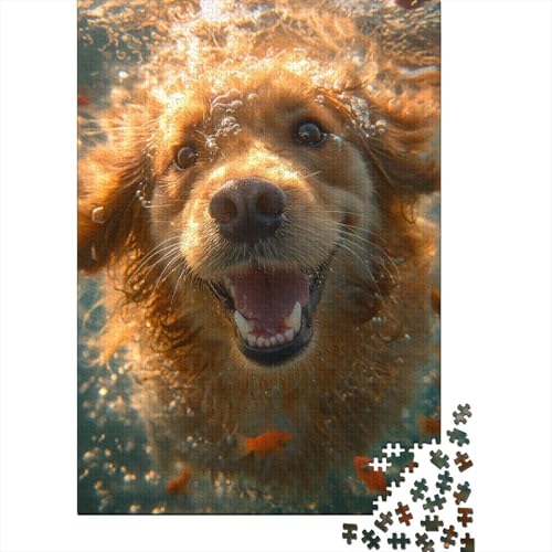 Puzzle für Erwachsene, 500 Teile, Golden Retriever, Holzpuzzle, Puzzle für Erwachsene, Puzzle für Erwachsene, 500 Teile (52 x 38 cm) von aaaaab