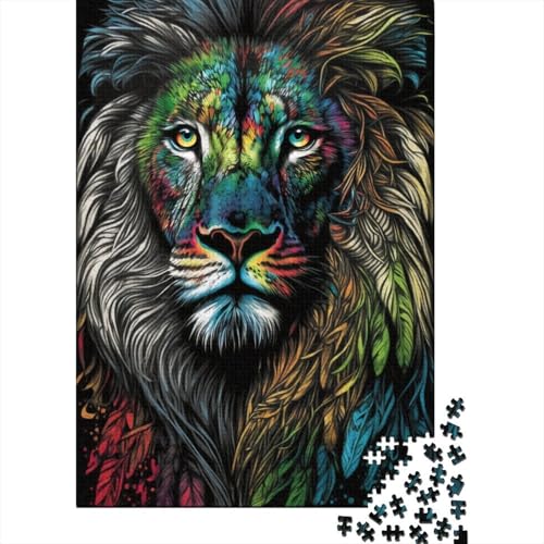 Puzzle für Erwachsene, 500 Teile, Porträt eines schönen Löwen, Holzpuzzle für Kinder, Lernspiel, Herausforderungsspielzeug, 500 Teile (52 x 38 cm) von aaaaab