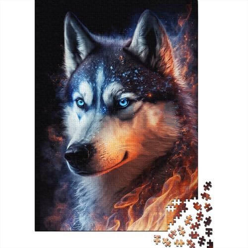 Puzzle für Erwachsene, 500 Teile, Puzzle für Erwachsene, Feuertier Husky, kreative rechteckige Puzzles, Kinderpuzzle, Puzzle, 500 Teile (52 x 38 cm) von aaaaab