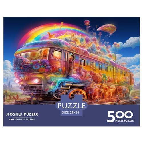 Puzzle für Erwachsene, 500 Teile, Regenbogenzug, Puzzle für Erwachsene und Teenager, Puzzle-Geschenke für Erwachsene, 500 Teile (52 x 38 cm) von aaaaab