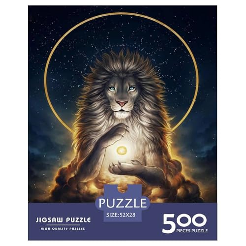 Puzzle für Erwachsene, 500 Teile, künstlerischer Löwe, Holzpuzzle für Erwachsene, Lernspiel, Herausforderungsspielzeug, 500 Teile (52 x 38 cm) von aaaaab