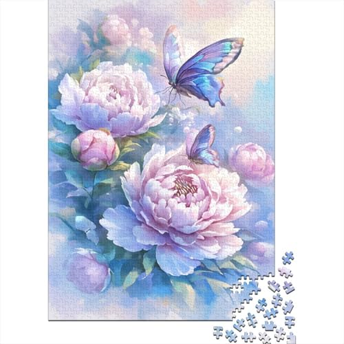 Puzzle für Erwachsene, Blumen- und Schmetterlings-Puzzle für Kinder, Lernspiel, Herausforderungsspielzeug, 500 Teile (52 x 38 cm) von aaaaab