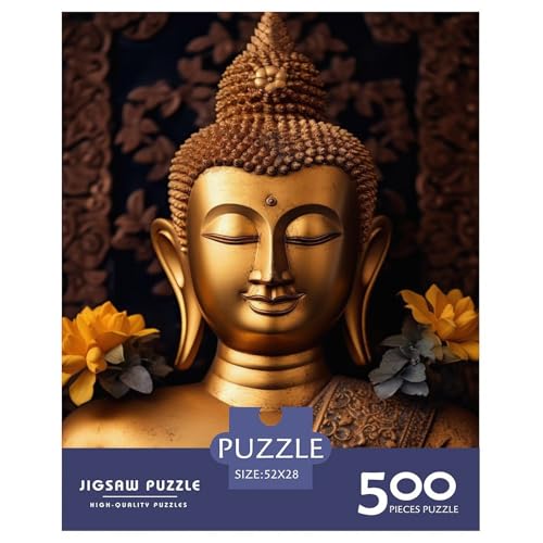 Puzzle für Erwachsene, Buddha-Kunst, Holzpuzzle für Teenager, Geschenke, Heimdekoration, Puzzlespielzeug, 500 Teile (52 x 38 cm) von aaaaab