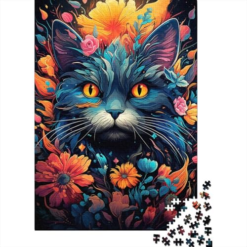 Puzzle für Erwachsene, Bunte exotische Katze, 300 Teile, Holzpuzzle, Puzzle für Erwachsene, Heimdekoration, Denkspiel, Wandkunst, einzigartiges Geschenk (40 x 28 cm) von aaaaab