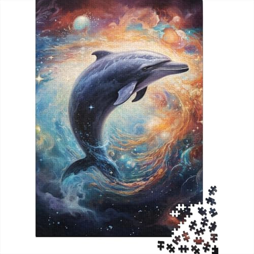 Puzzle für Erwachsene, Galaxie-Delfin, 300 Teile, Holzpuzzle für Erwachsene und Jugendliche, Heimdekoration, Denkspiel, Wandkunst, einzigartiges Geschenk, 300 Teile (40 x 28 cm) von aaaaab