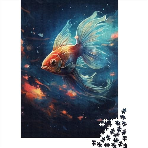 Puzzle für Erwachsene, Galaxie-Goldfisch-Puzzle, 300 Teile, Holzpuzzle für Erwachsene und Jugendliche, Heimdekoration, Denkspiel, Wandkunst, einzigartiges Geschenk, 300 Teile (40 x 28 cm) von aaaaab