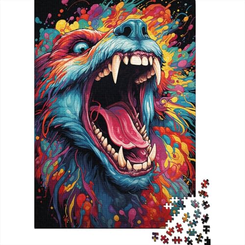 Puzzle für Erwachsene, Gemälde, Farbwolf, 500 Teile, Holzpuzzle für Erwachsene, Heimdekoration, Denkspiel, Wandkunst, einzigartiges Geschenk, 500 Teile (52 x 38 cm) von aaaaab