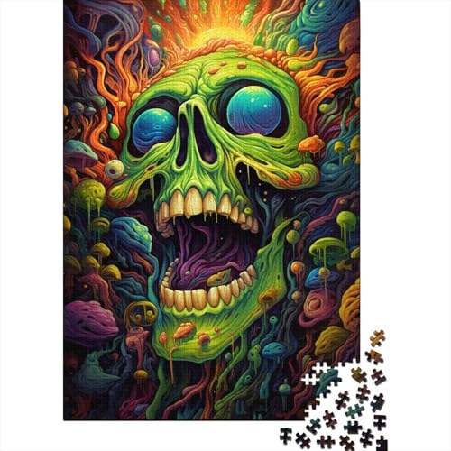 Puzzle für Erwachsene, Grüner Teufel, 300 Teile, Holzpuzzle, Puzzle für Erwachsene, Heimdekoration, Denkspiel, Wandkunst, einzigartiges Geschenk (40 x 28 cm) von aaaaab