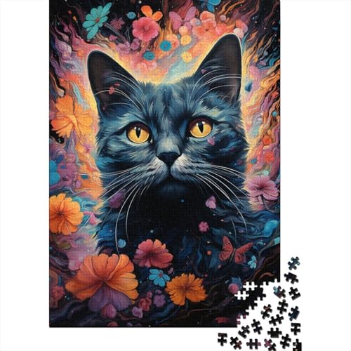 Puzzle für Erwachsene, Katzen, 500 Teile, Holzpuzzle für Erwachsene und Jugendliche, Heimdekoration, Denkspiel, Wandkunst, einzigartiges Geschenk, 500 Teile (52 x 38 cm) von aaaaab