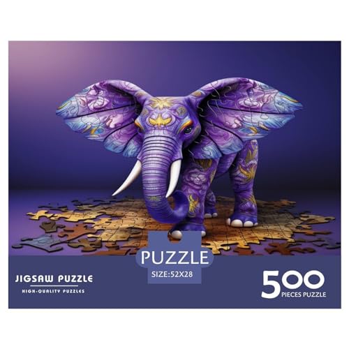 Puzzle für Erwachsene, Lila_Elefant, Puzzles für Erwachsene und Teenager, für Erwachsene und Teenager ab 12 Jahren, 500 Teile (52 x 38 cm) von aaaaab