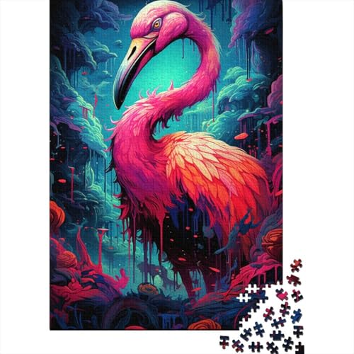 Puzzle für Erwachsene, Psychedelic Flamingo4, 500 Teile, Holzpuzzle für Erwachsene, Heimdekoration, Denkspiel, Wandkunst, einzigartiges Geschenk, 500 Teile (52 x 38 cm) von aaaaab