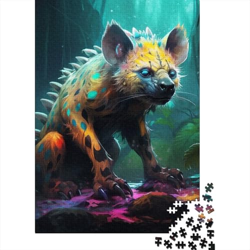 Puzzle für Erwachsene, Psychedelic The Hyena, 500 Teile, Holzpuzzle für Erwachsene und Jugendliche, Heimdekoration, Denkspiel, Wandkunst, einzigartiges Geschenk, 500 Teile (52 x 38 cm) von aaaaab