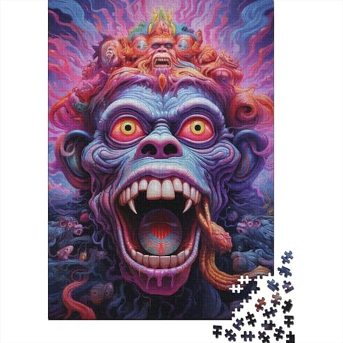 Puzzle für Erwachsene, Psychedelischer AFFE, 500 Teile, Holzpuzzle für Erwachsene und Jugendliche, Heimdekoration, Denkspiel, Wandkunst, einzigartiges Geschenk, 500 Teile (52 x 38 cm) von aaaaab