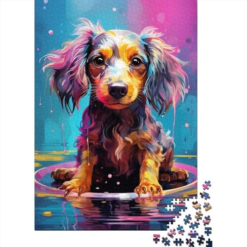 Puzzle für Erwachsene, Psychedelischer Schäferhund, Puzzle 1000 Teile, Holzpuzzle für Erwachsene und Jugendliche, Heimdekoration, Denkspiel, Wandkunst, einzigartiges Geschenk, 1000 Teile (75 x 50 cm) von aaaaab