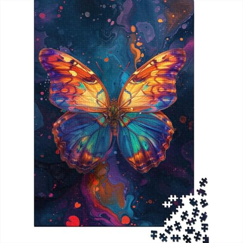 Puzzle für Erwachsene, Psychedelischer Schmetterling, Puzzle 1000 Teile, Holzpuzzle für Erwachsene, Heimdekoration, Denkspiel, Wandkunst, einzigartiges Geschenk (75 x 50 cm) von aaaaab