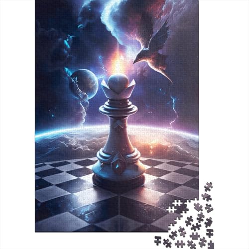 Puzzle für Erwachsene, Schach im Weltraum, 1000 Teile, Holzpuzzle für Erwachsene und Jugendliche, Heimdekoration, Denkspiel, Wandkunst, einzigartiges Geschenk, 1000 Teile (75 x 50 cm) von aaaaab