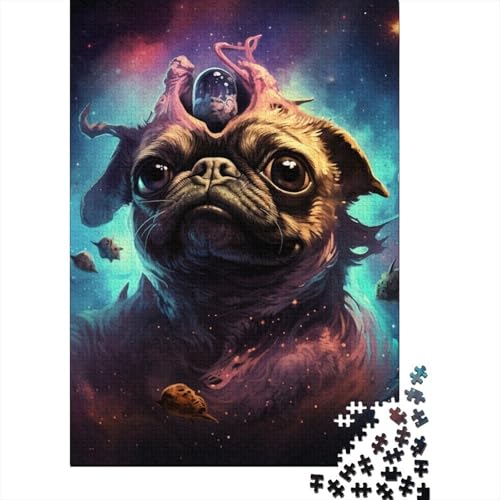 Puzzle für Erwachsene, Tiere, Mops, 300 Teile, Holzpuzzle für Erwachsene und Jugendliche, Heimdekoration, Denkspiel, Wandkunst, einzigartiges Geschenk, 300 Teile (40 x 28 cm) von aaaaab