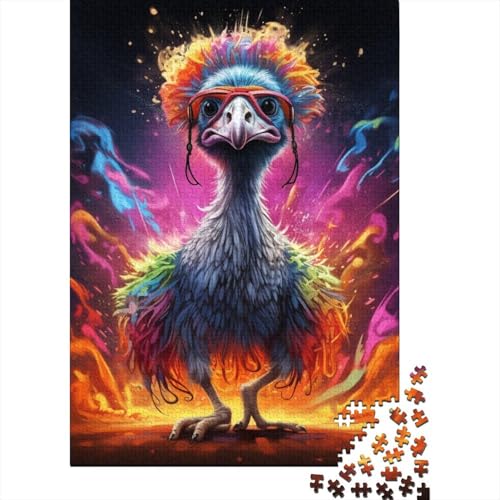 Puzzle für Erwachsene, Tierkunst, Strauß, Puzzle 1000 Teile, Holzpuzzle für Erwachsene und Jugendliche, Heimdekoration, Denkspiel, Wandkunst, einzigartiges Geschenk, 1000 Teile (75 x 50 cm) von aaaaab