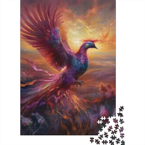 Puzzle für Erwachsene, Wildblumen-Phoenix, 500 Teile, Holzpuzzle für Erwachsene und Jugendliche, Heimdekoration, Denkspiel, Wandkunst, einzigartiges Geschenk, 500 Teile (52 x 38 cm) von aaaaab