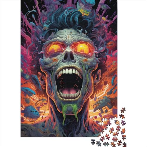 Puzzle für Erwachsene, Wütender Zombie, 1000-teiliges Holzpuzzle, Puzzle für Erwachsene, Heimdekoration, Denkspiel, Wandkunst, einzigartiges Geschenk, 1000 Teile (75 x 50 cm) von aaaaab