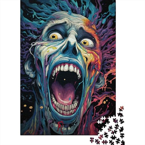 Puzzle für Erwachsene, buntes psychedelisches Monster, 300 Teile, Holzpuzzle für Erwachsene, Heimdekoration, Denkspiel, Wandkunst, einzigartiges Geschenk (40 x 28 cm) von aaaaab