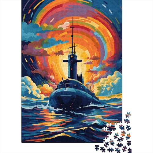 Puzzle für Erwachsene, farbenfrohes Flugzeugträgerschiff, 300 Teile, Holzpuzzle für Erwachsene, Heimdekoration, Denkspiel, Wandkunst, einzigartiges Geschenk (40 x 28 cm) von aaaaab