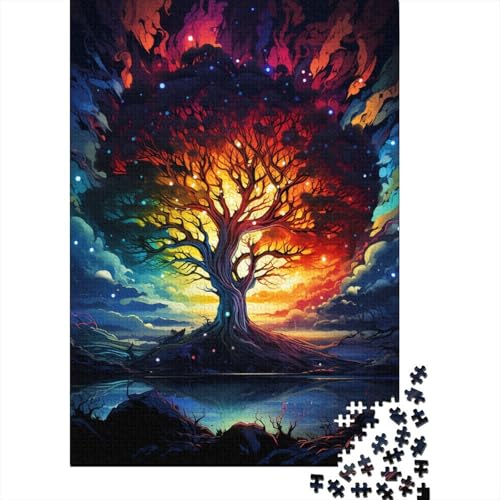 Puzzle für Erwachsene, wundervoller bunter Baum, 300 Teile, Holzpuzzle, Puzzle für Erwachsene, Heimdekoration, Denkspiel, Wandkunst, einzigartiges Geschenk (40 x 28 cm) von aaaaab