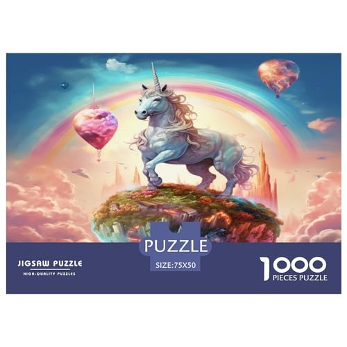 Puzzle für Erwachsene „Einhorn fliegend“ Holzpuzzle für Erwachsene Puzzles Puzzles für Erwachsene 1000 Teile (75x50cm) von aaaaab