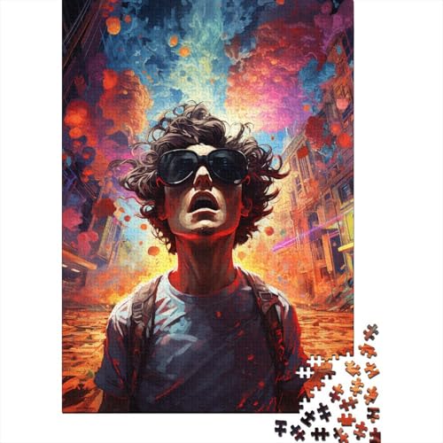 Puzzle für Erwachsene „Flucht aus der Psychedelia der Stadt“, 300 Teile, Holzpuzzle für Erwachsene, Puzzle für Heimdekoration, Denkspiel, Wandkunst, einzigartiges Geschenk, 300 Teile (40 x 28 von aaaaab